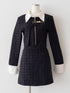 Asymmetry buckle tweed dress